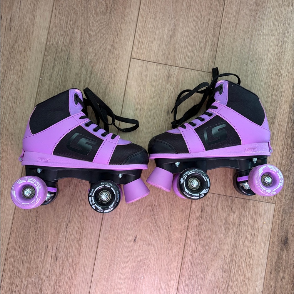 Kids Purple and Black Quad Roller Skates - Classic High-Top